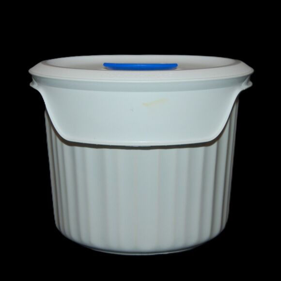 LARGE SOUP MUG FRENCH WHITE CORNINGWARE WITH HANDLE & LID STONEWARE OVEN SAFE - Picture 3 of 8